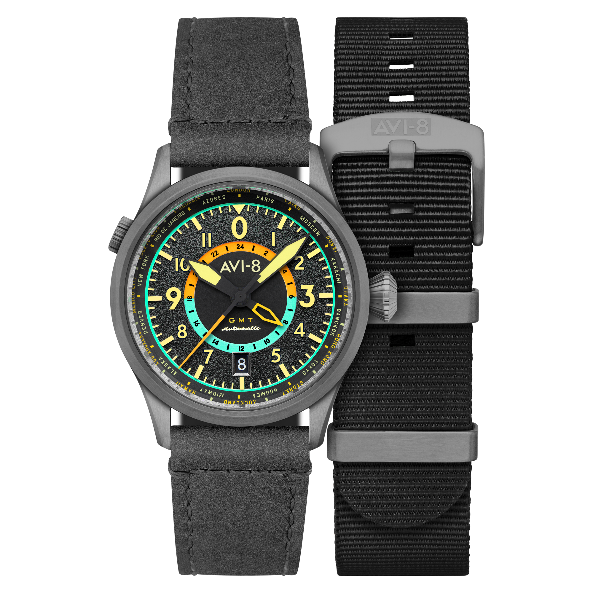 AVI-8 Wingman Worldtimer Gmt Automatic Tropical Grey