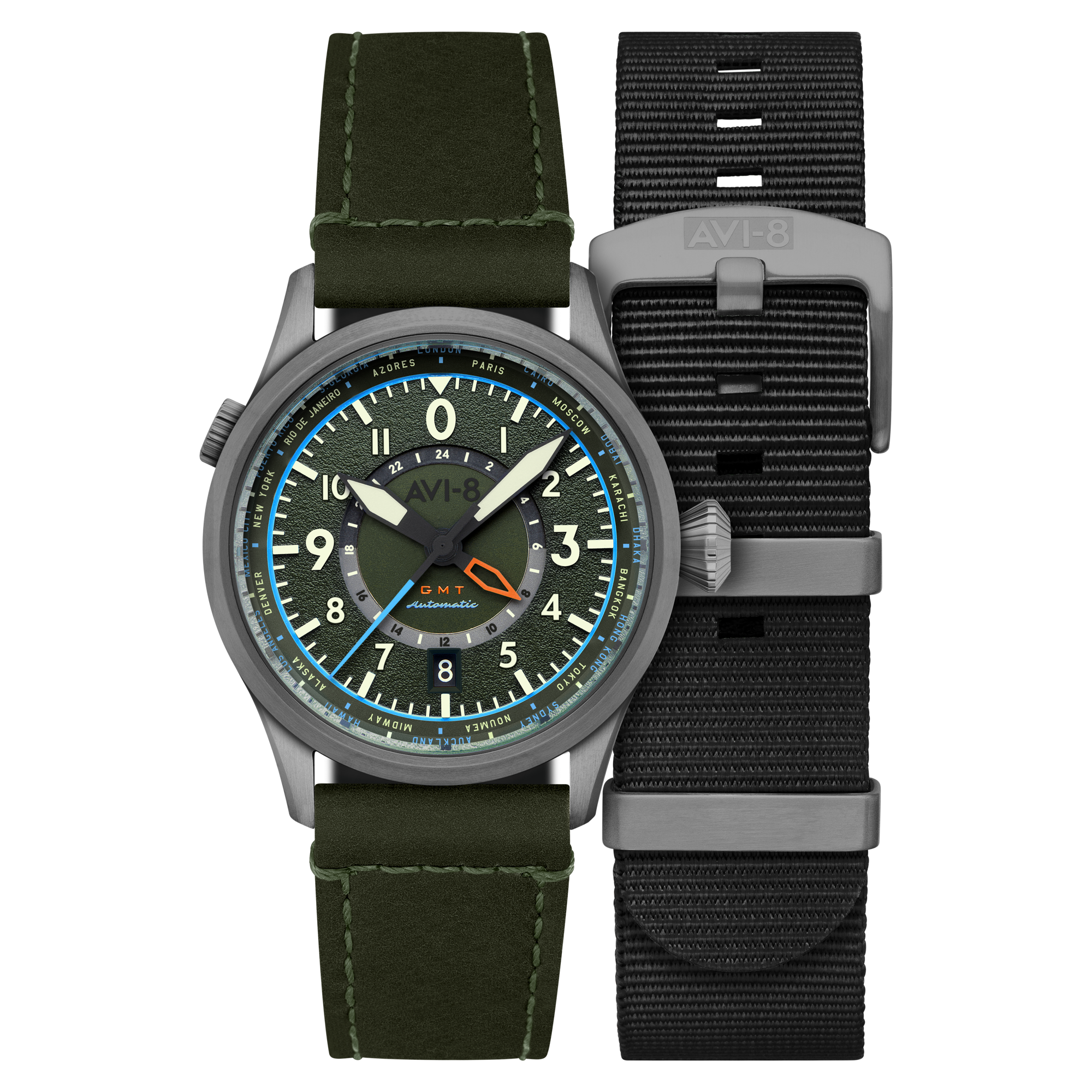 AVI-8 Wingman Worldtimer Gmt Automatic Jungle Green