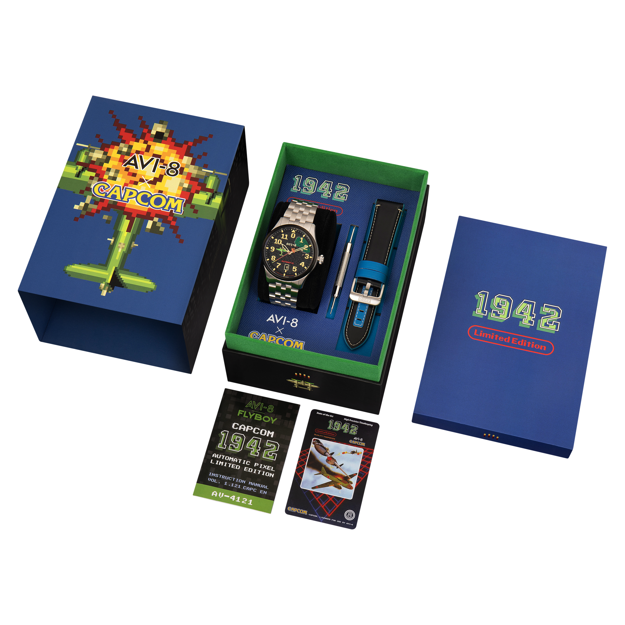 AVI-8 Capcom 1942 Automatic Pixel Limited Edition Silver Ace