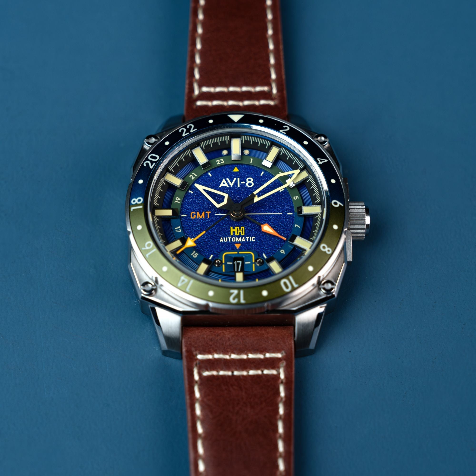 AVI-8 Hawker Hunter Atlas Gmt Automatic Earth Blue Av 4122 02