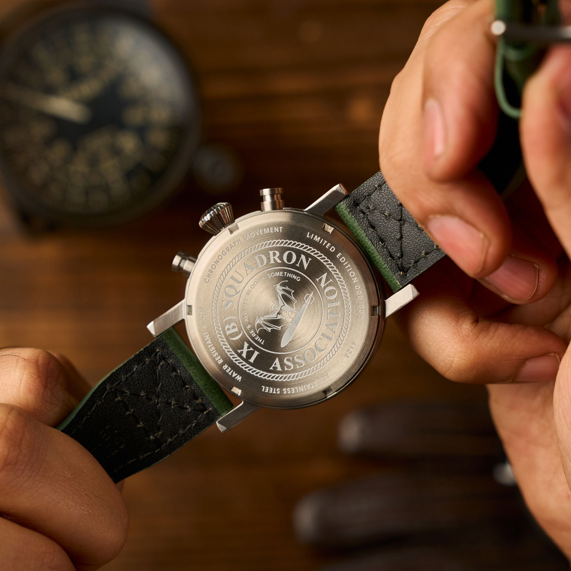 AVI-8 Dambuster Operation Catechism 80Th Dual Time Chronograph Limited Edition Bat Green Av 4124 02