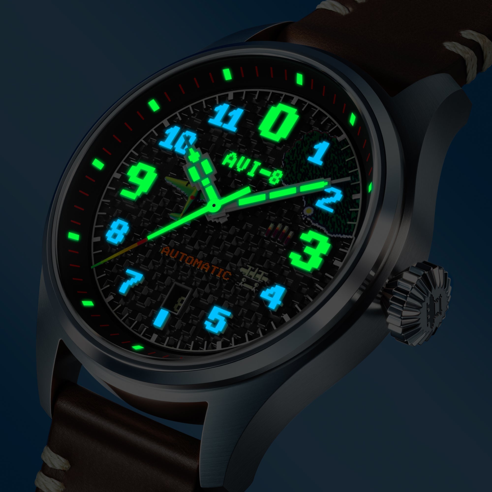 AVI-8 Clowes Automatic Capcom 1942 Pixel Limited Edition Onyx Ace