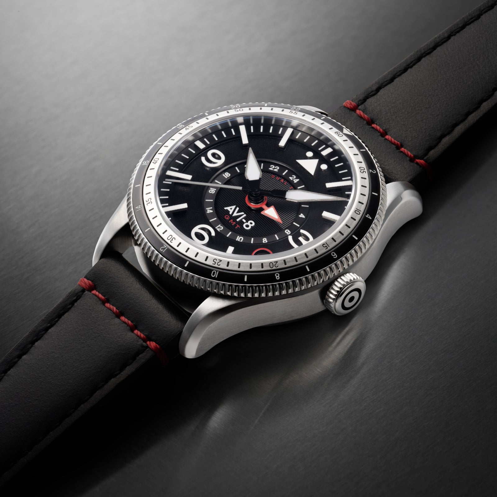 AVI-8 Flyboy Airmaster Gmt Automatic Engine Black Av 4128 01