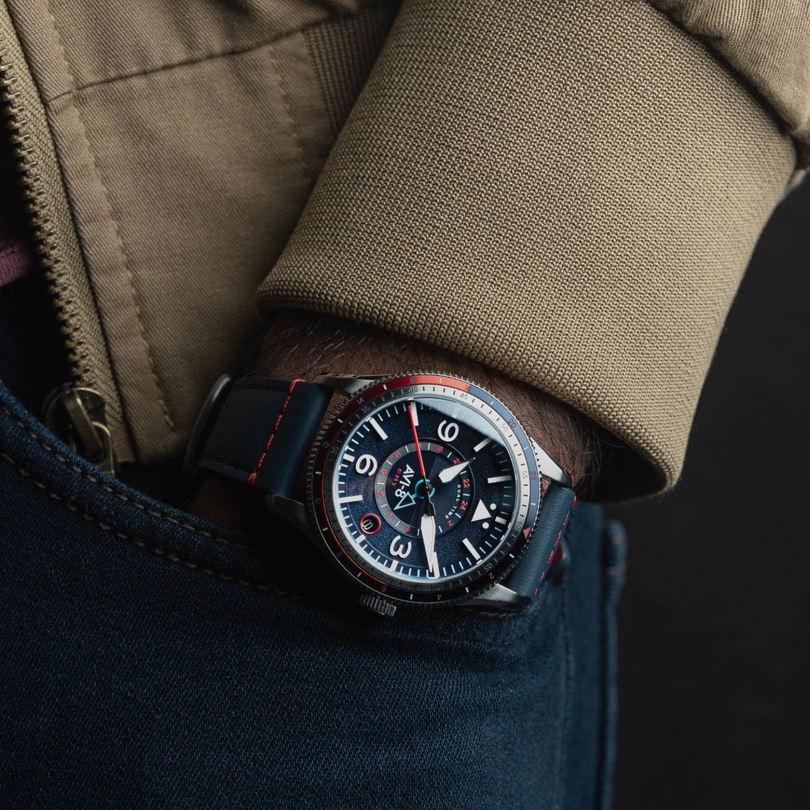 AVI-8 Flyboy Airmaster Gmt Automatic Cockpit Blue Av 4128 04