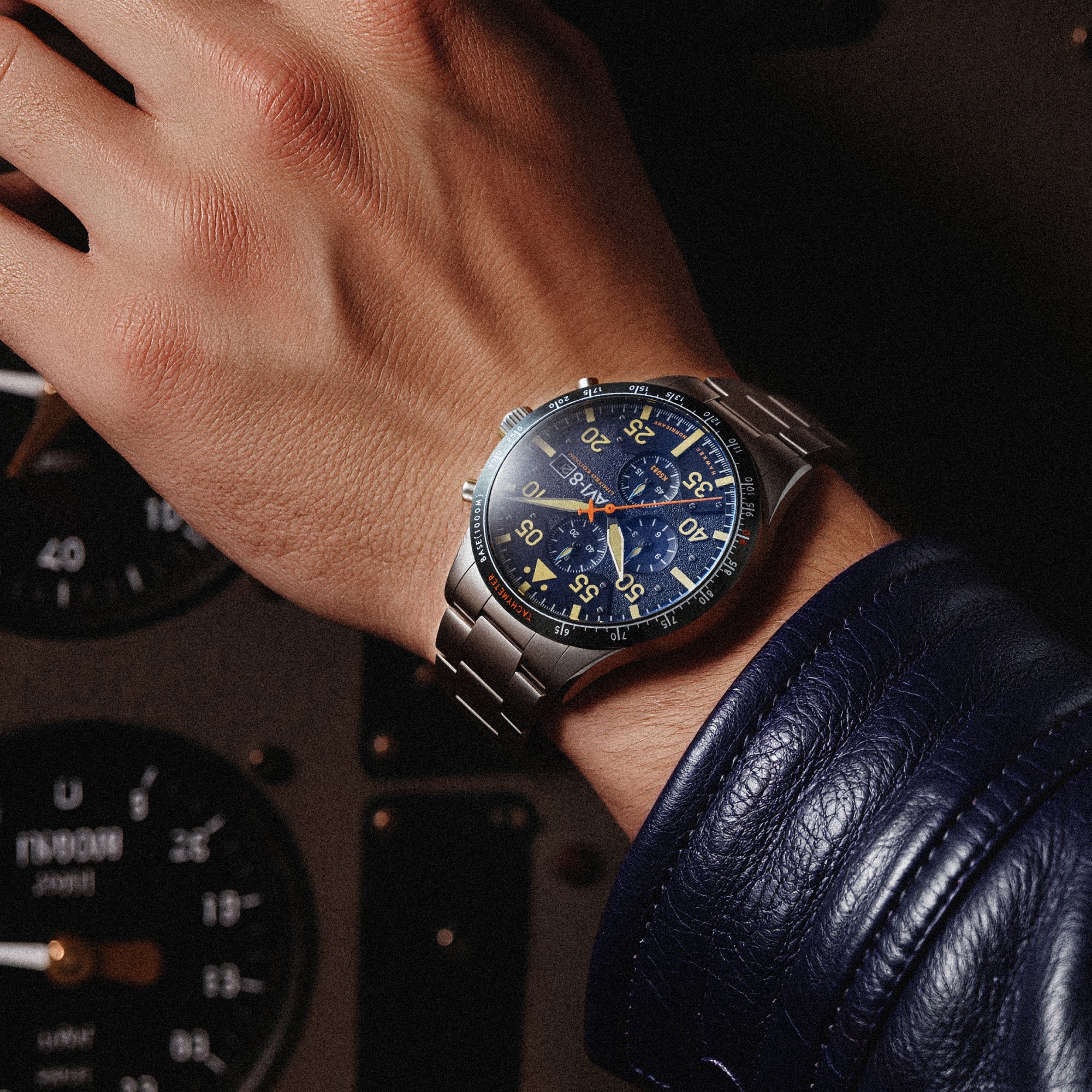 AVI-8 Hawker Hurricane 90Th Anniversary Chronograph Limited Edition Blue Horizon Av 4130 22
