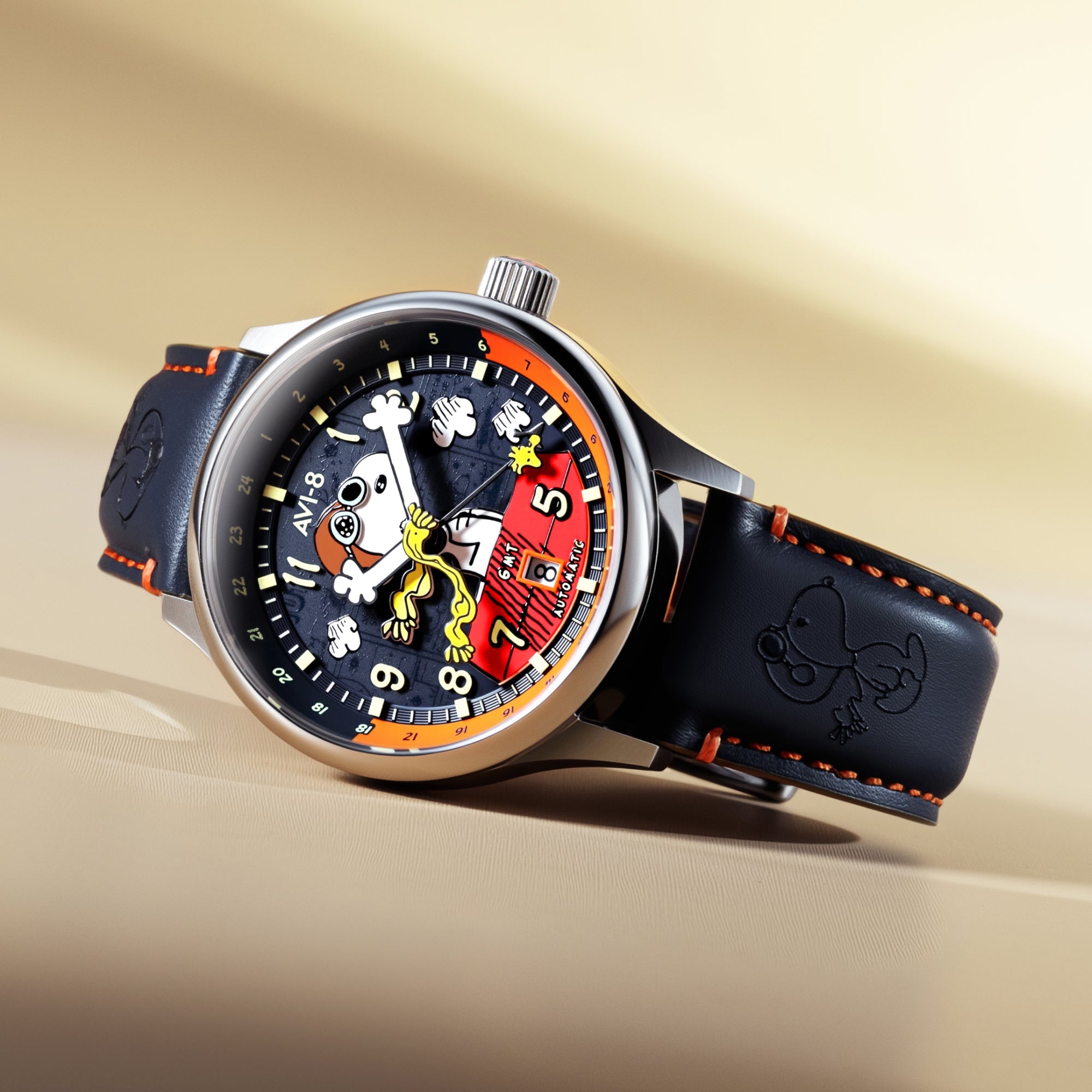 AVI-8 Kent Gmt Automatic Peanuts Snoopy Flying Ace Limited Edition Sketchbook Blue