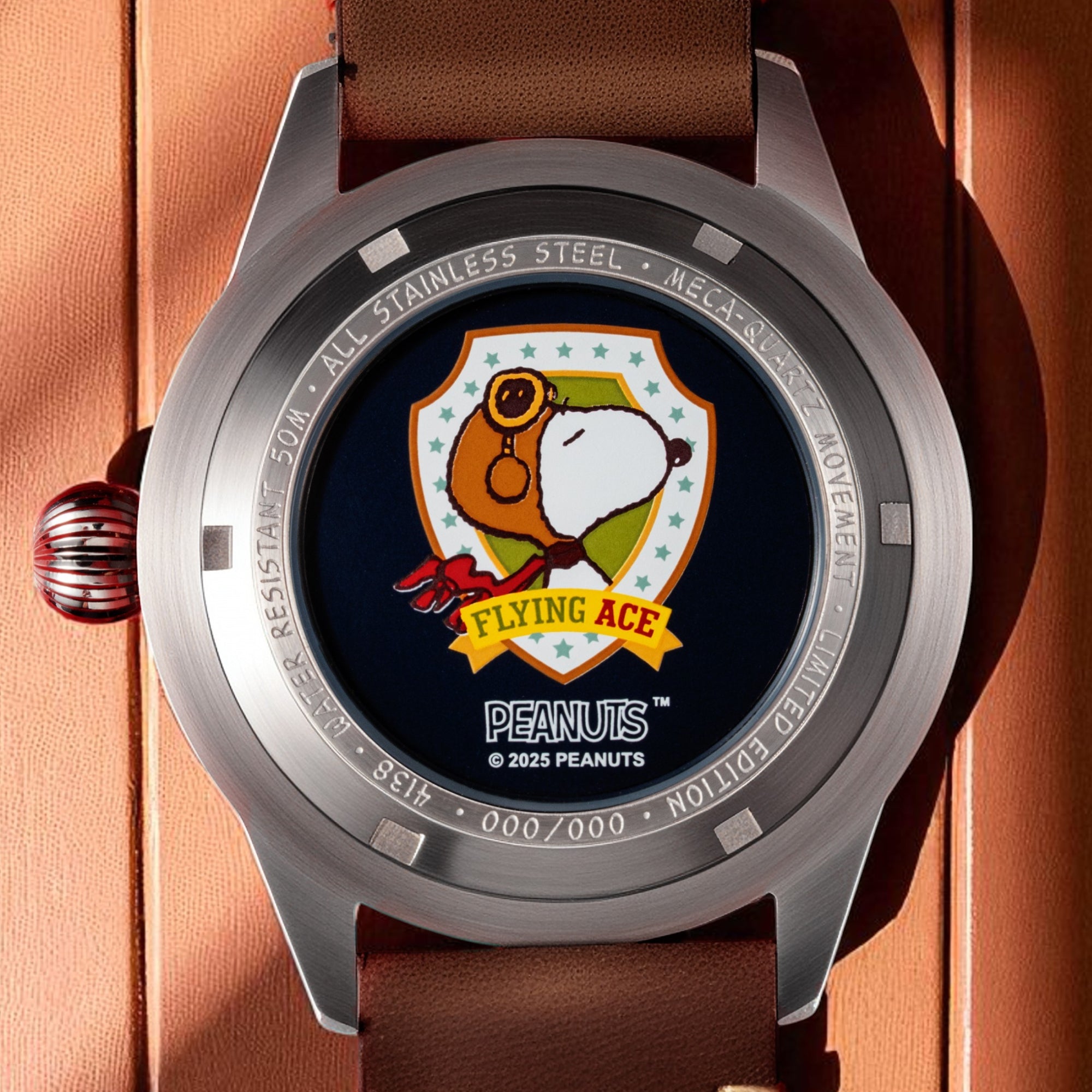 AVI-8 Flyboy Airmaster 40 Meca Quartz Peanuts Snoopy Flying Ace Limited Edition Camel Brown Av 4138 01