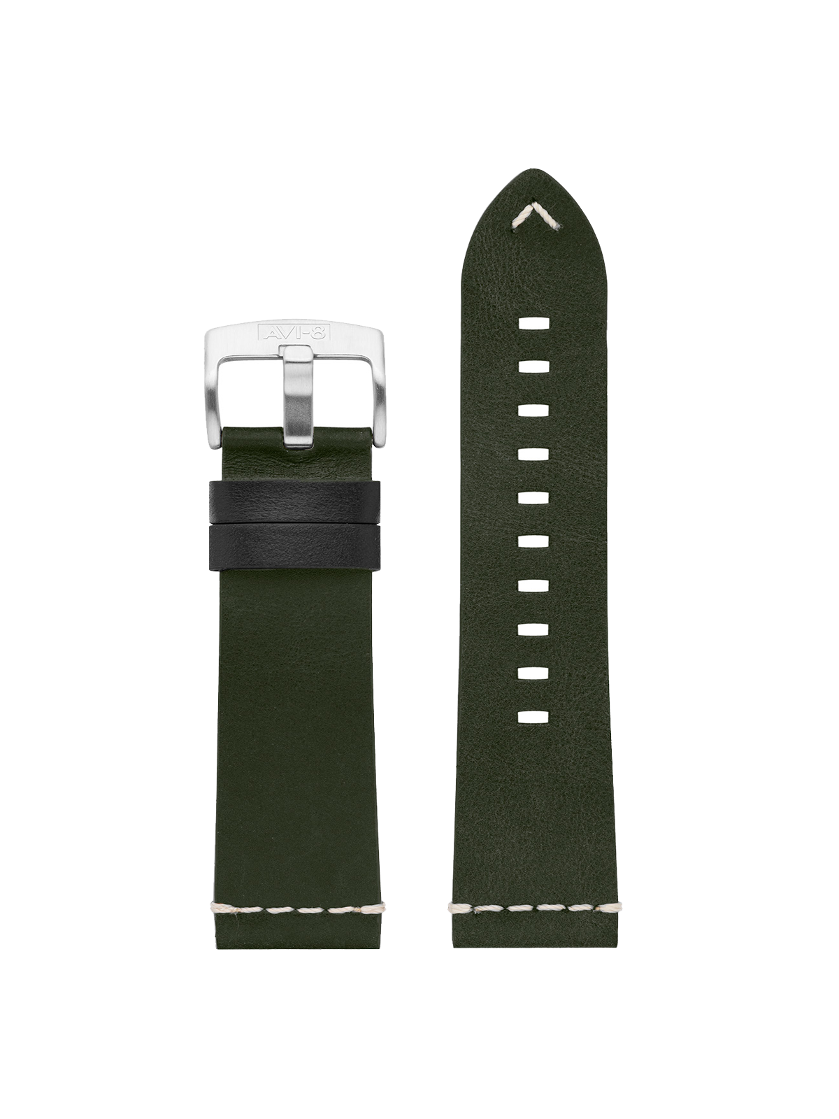 AVI-8 Forest Green Leather Watch Strap | AV-STRAP22-L25