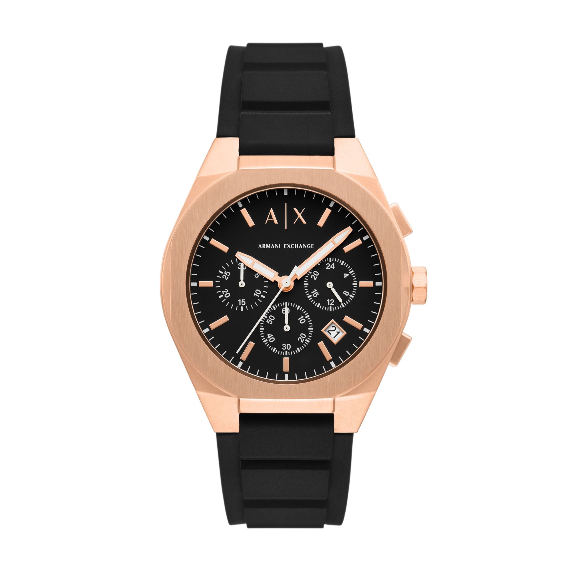 Armani Exchange Chronograph Rose Gold Dial and Rubber 42mm Men's Watch | AX4190