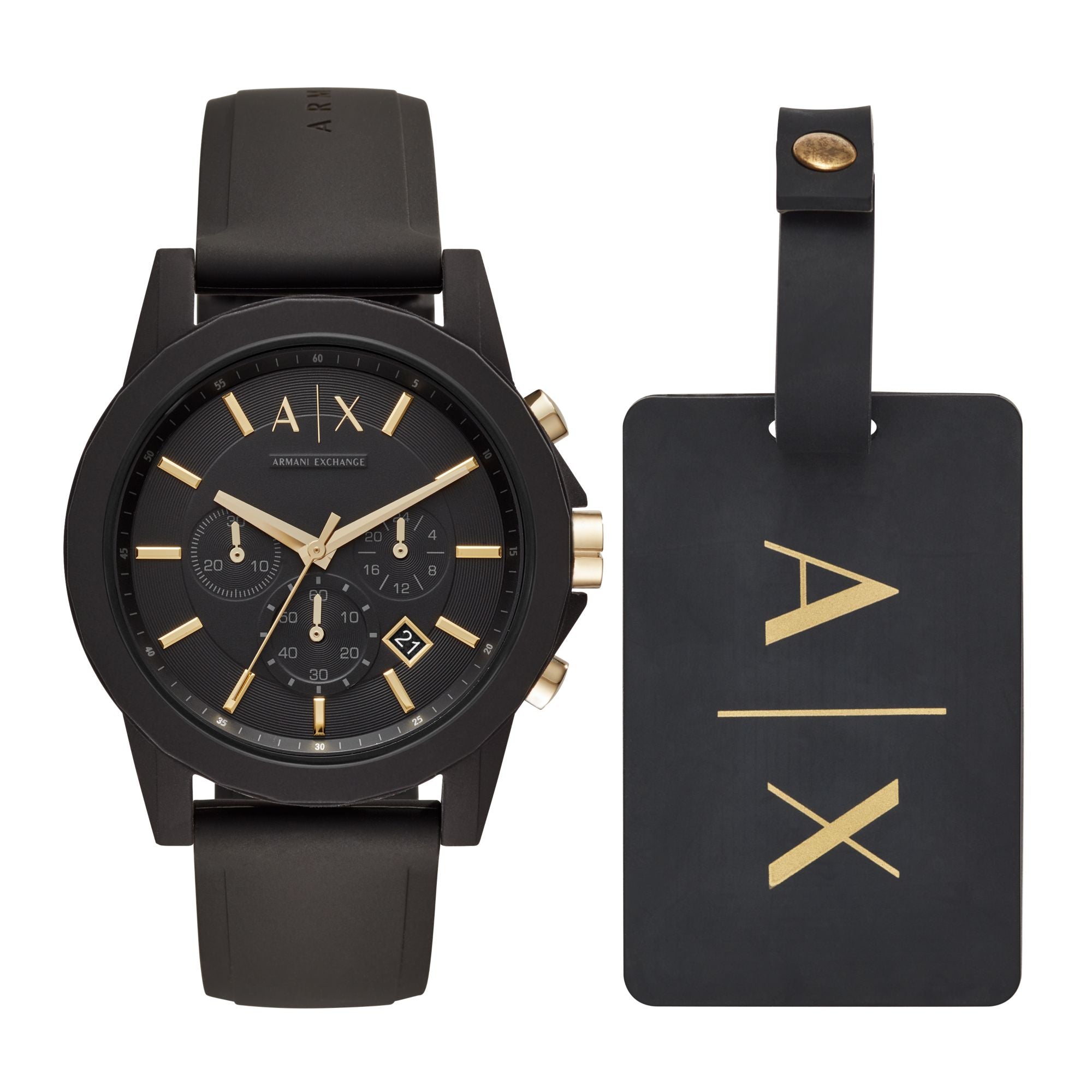 Armani Exchange Chronograph Black Dial and Rubber 45mm Men's Watch | AX7105