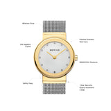 Bering Classic Polished Gold & Silver 26mm dial Silver Mesh Women's Watch | 10126-001