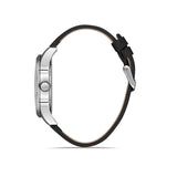 Bigotti Stainless Steel Round Silver Dial Calendar Black Leather Strap | BG.1.10257-1