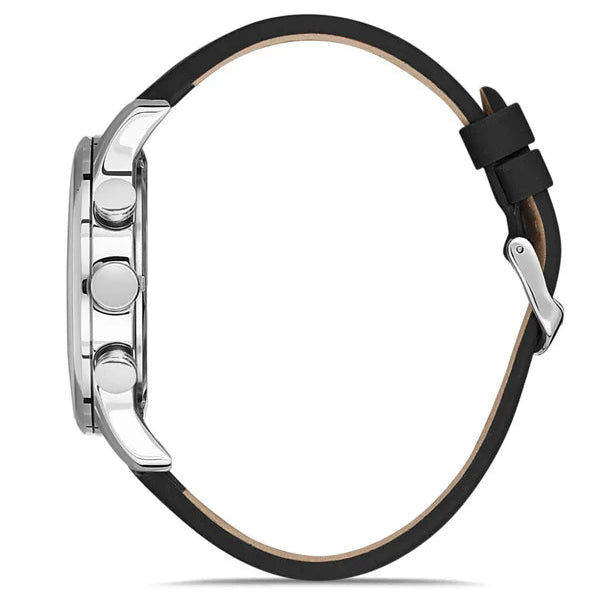 Bigotti Stainless Steel Black Multi-Dial Batons Black Leather Strap Men's Watch | BG.1.10390-1