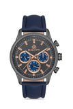 Bigotti Milano Gunmetal with Blue Leather Strap Men's Watch | BG.1.10390-6
