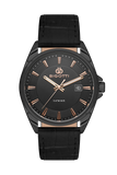 Bigotti Milano Black Black Dial Calendar Rose Gold Hands Batons Leather Men's Watch | BG.1.10486-5
