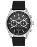 Bigotti Stainless Steel Black Multi-Dial Luminescent Batons Black Leather Strap | BG.1.10490-2