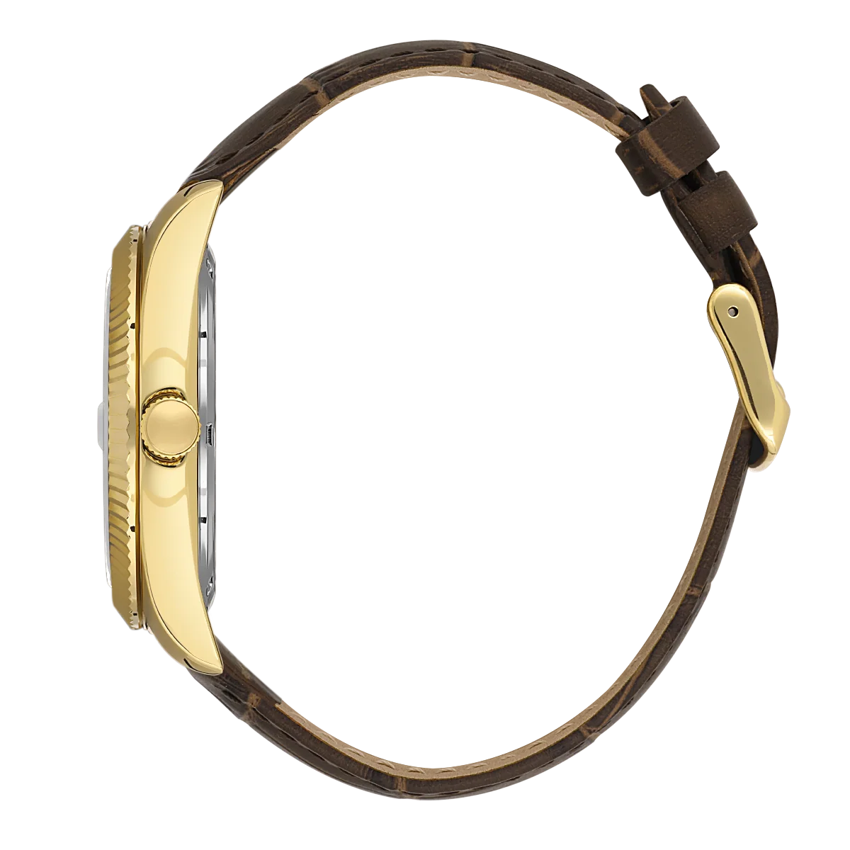 Bigotti Rose Gold Green Dial Calendar Brown Leather Men's Watch | BG.1.10557-3