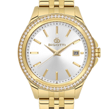 Bigotti Rose Gold Silver Dial Calendar Stainless Steel Woman's Watch | BG.1.10558-3