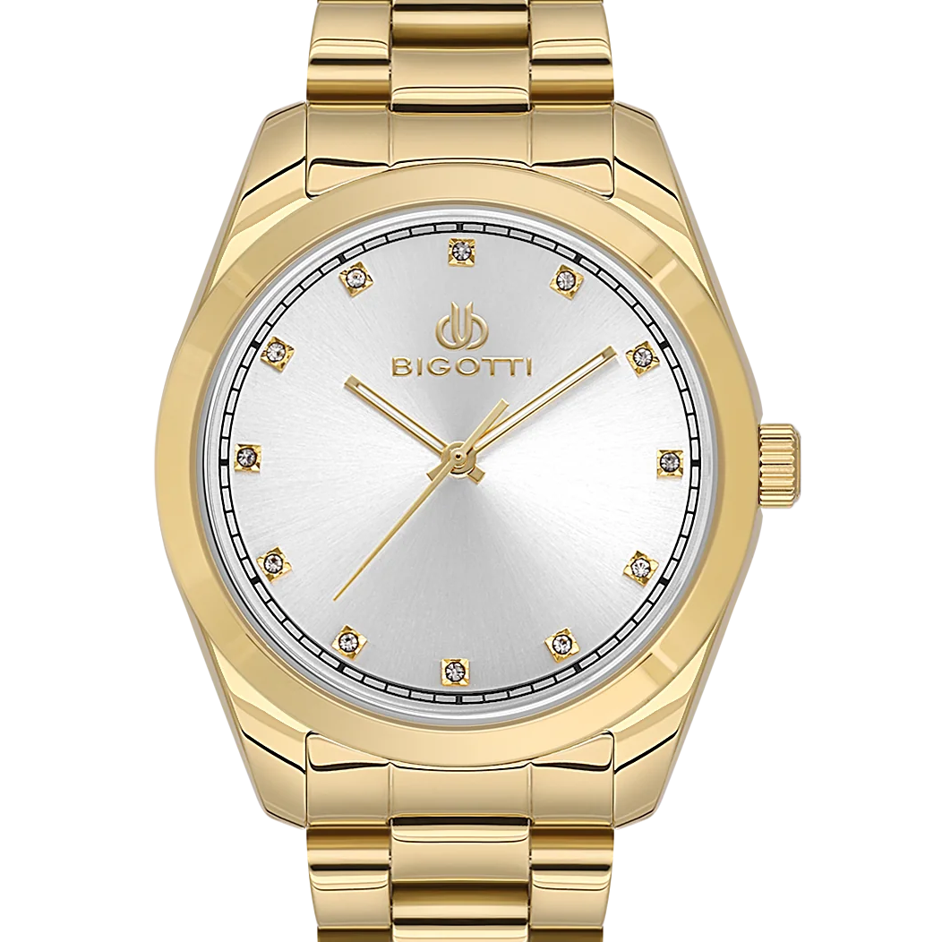 Bigotti Rose Gold Dial Stones Rose Gold Strap | BG.1.10584-3