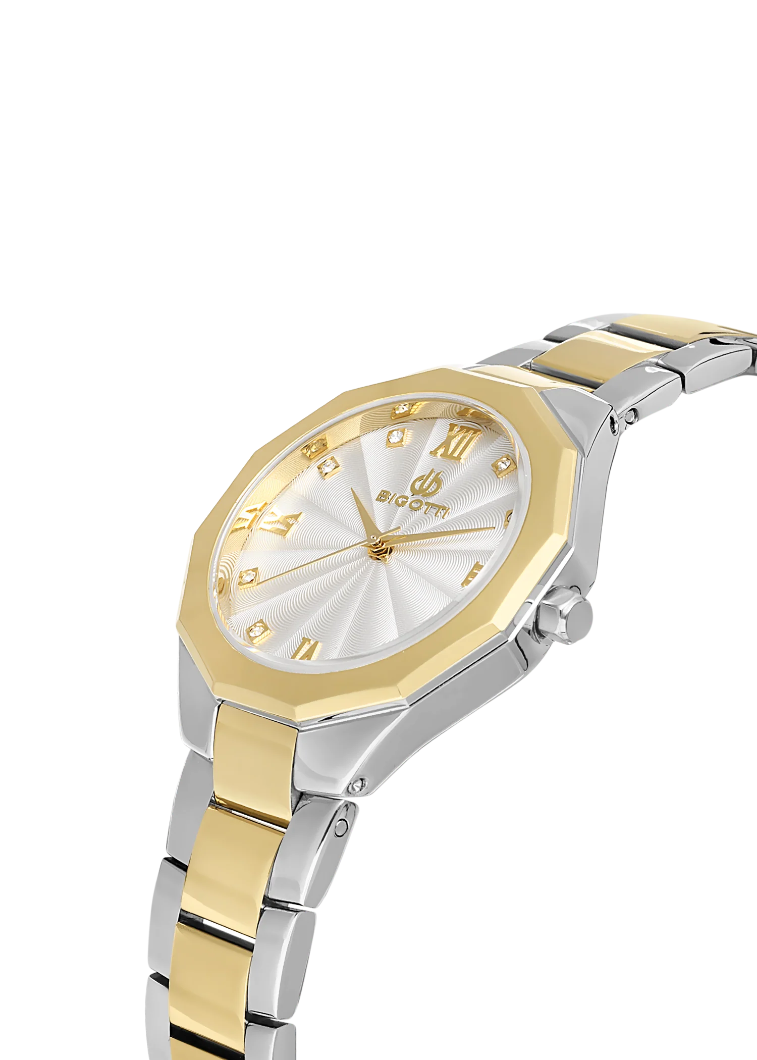 Bigotti Rose Gold Stainless Steel Silver Dial Roman Numerals Men's Watch | BG.1.10585-5