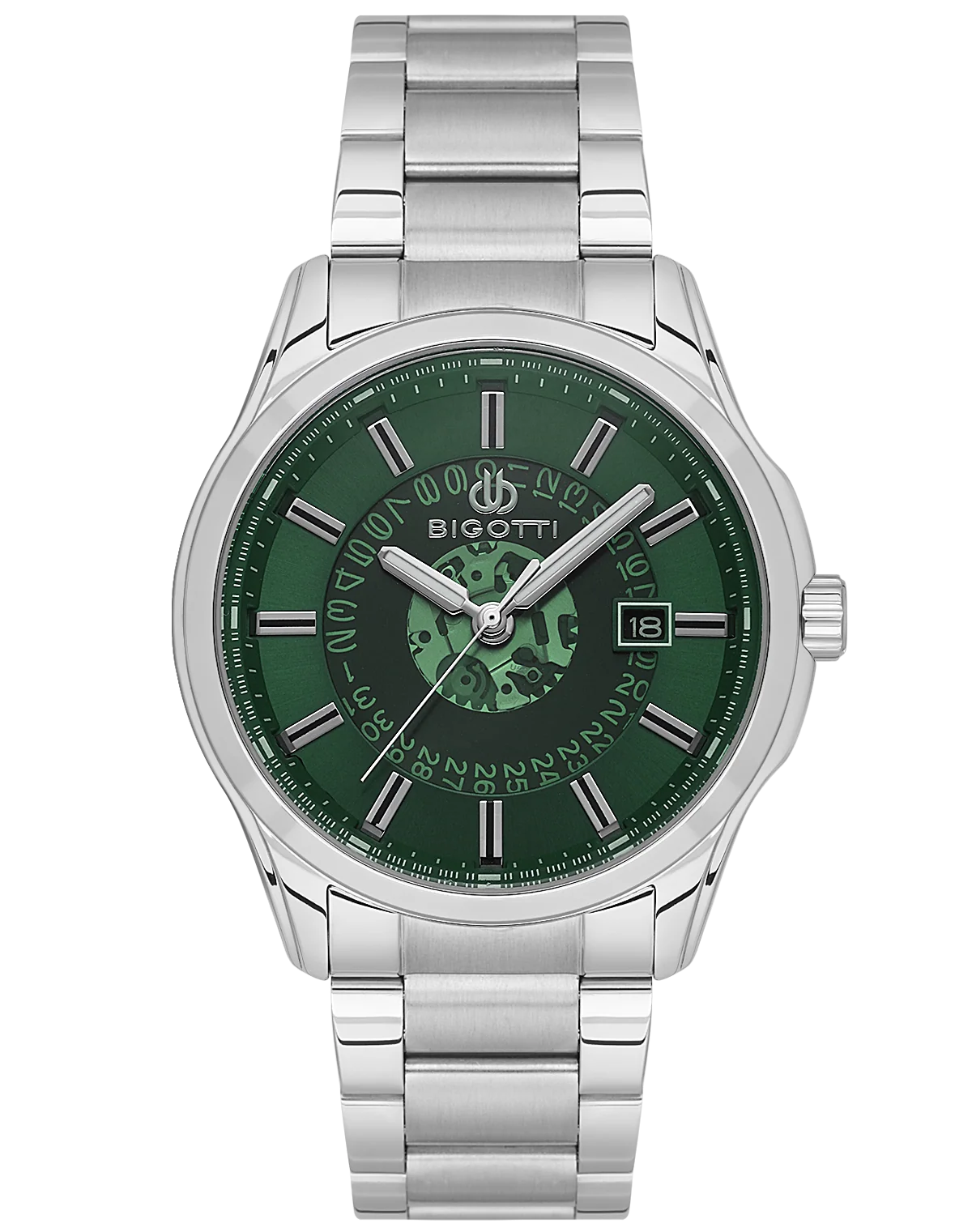 Bigotti Stainless Steel Green Dial Calendar Watch | BG.1.10591-3
