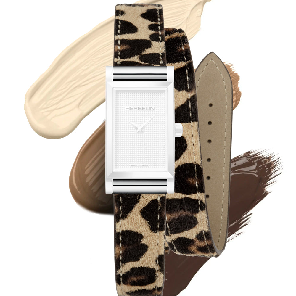 HERBELIN Antarès - Double Wrap Leather Strap for Women - Leopard | BRAC.17048.76/A