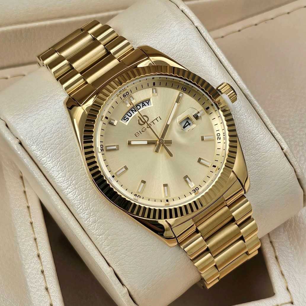 Bigotti Rose Gold Champ Dial Calendar Luminescent Hands Watch | BG.1.10556-4