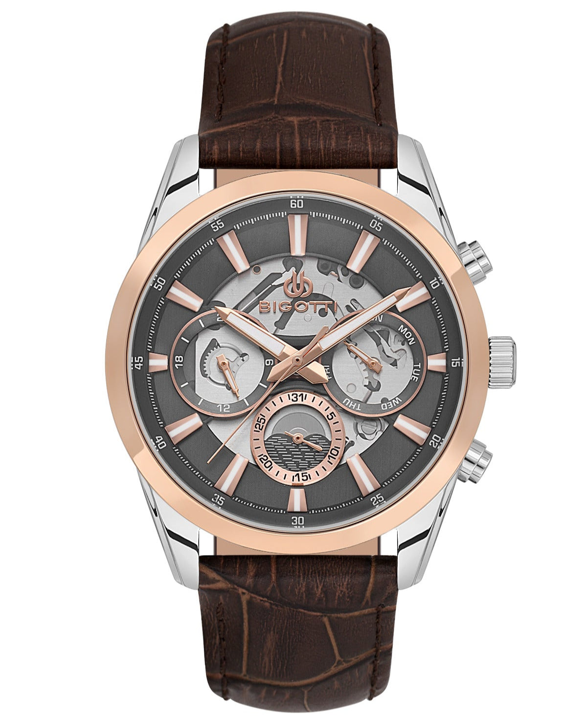 Bigotti Chronograph Leather Strap Black Dial Men's Watch | BG.1.10562-4