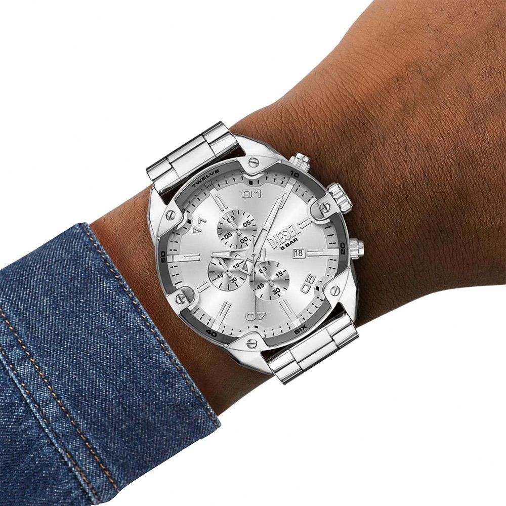 Diesel Spiked Stainless Steel Silver Men's Dress Watch | DZ4677