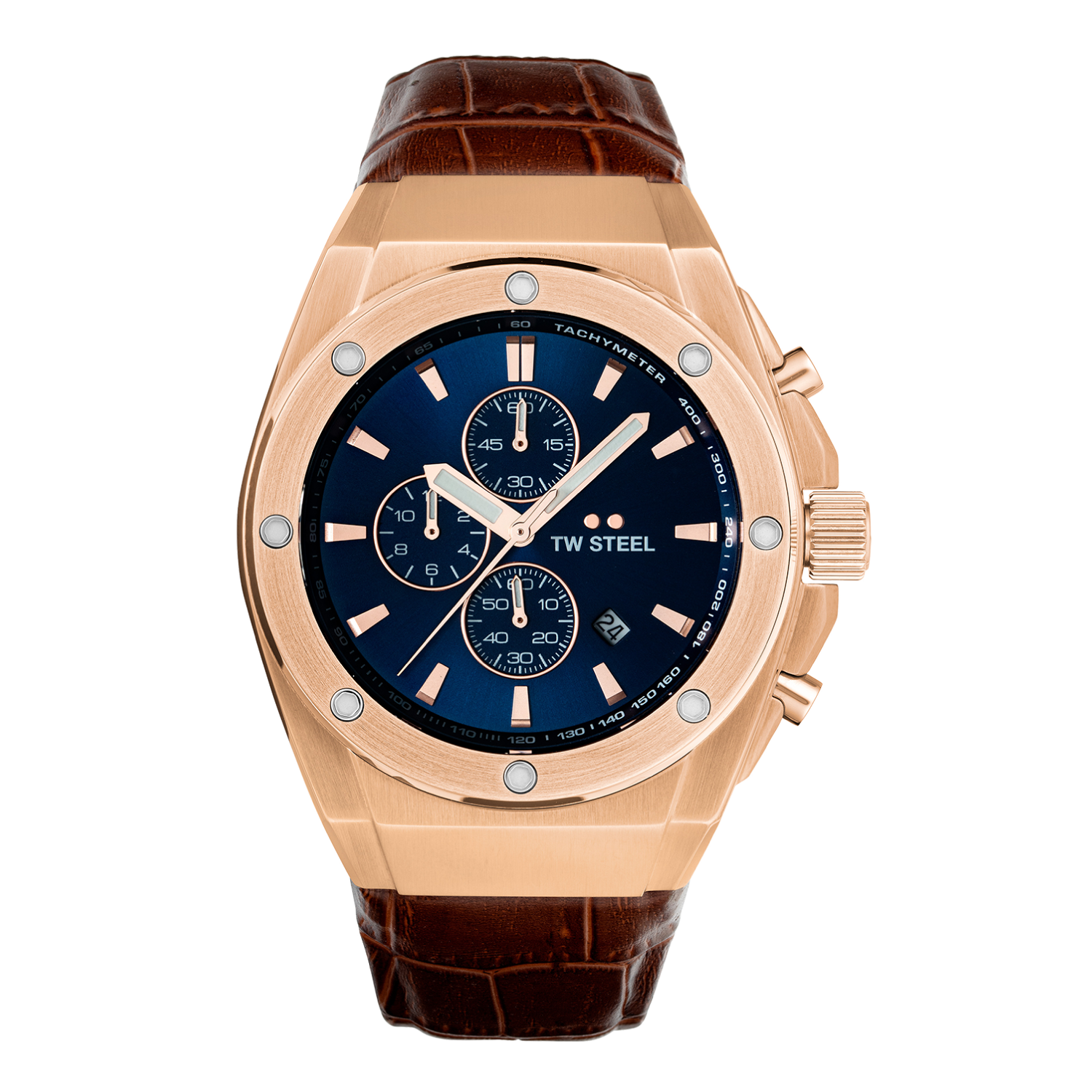 TW Steel Ceo Tech Blue Dial and Brown Leather Strap 44mm Limited Edition Men's Watch | CE4106