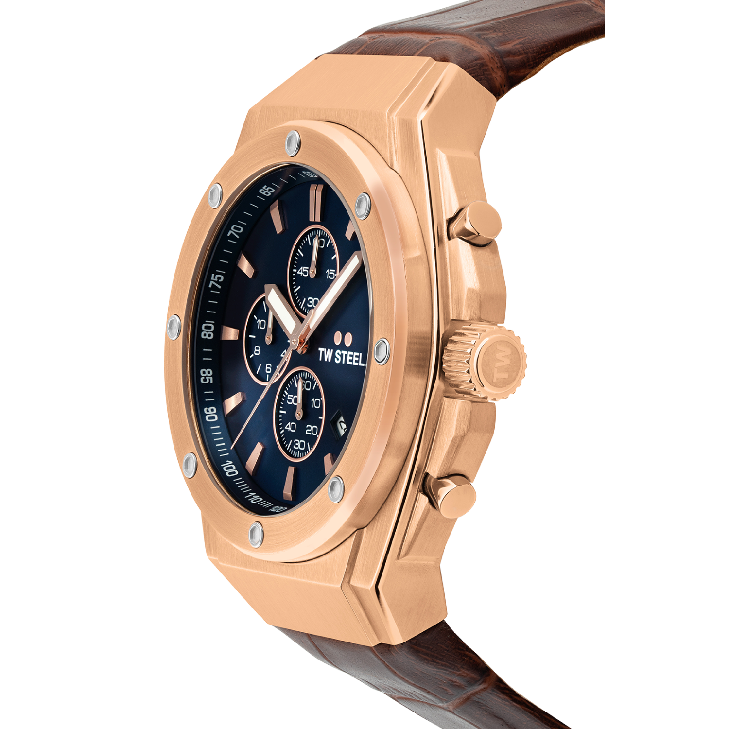 TW Steel Ceo Tech Blue Dial and Brown Leather Strap 44mm Limited Edition Men's Watch | CE4106