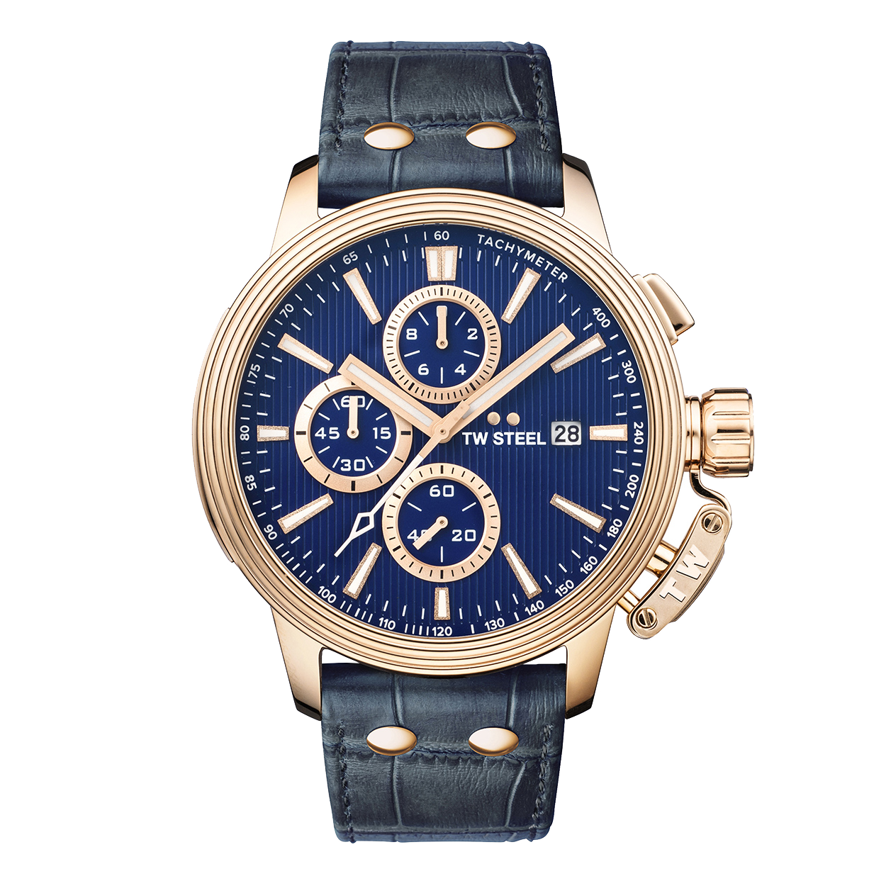 TW Steel CEO Adessa Rose Gold and Blue Leather Men's Watch | CE7015
