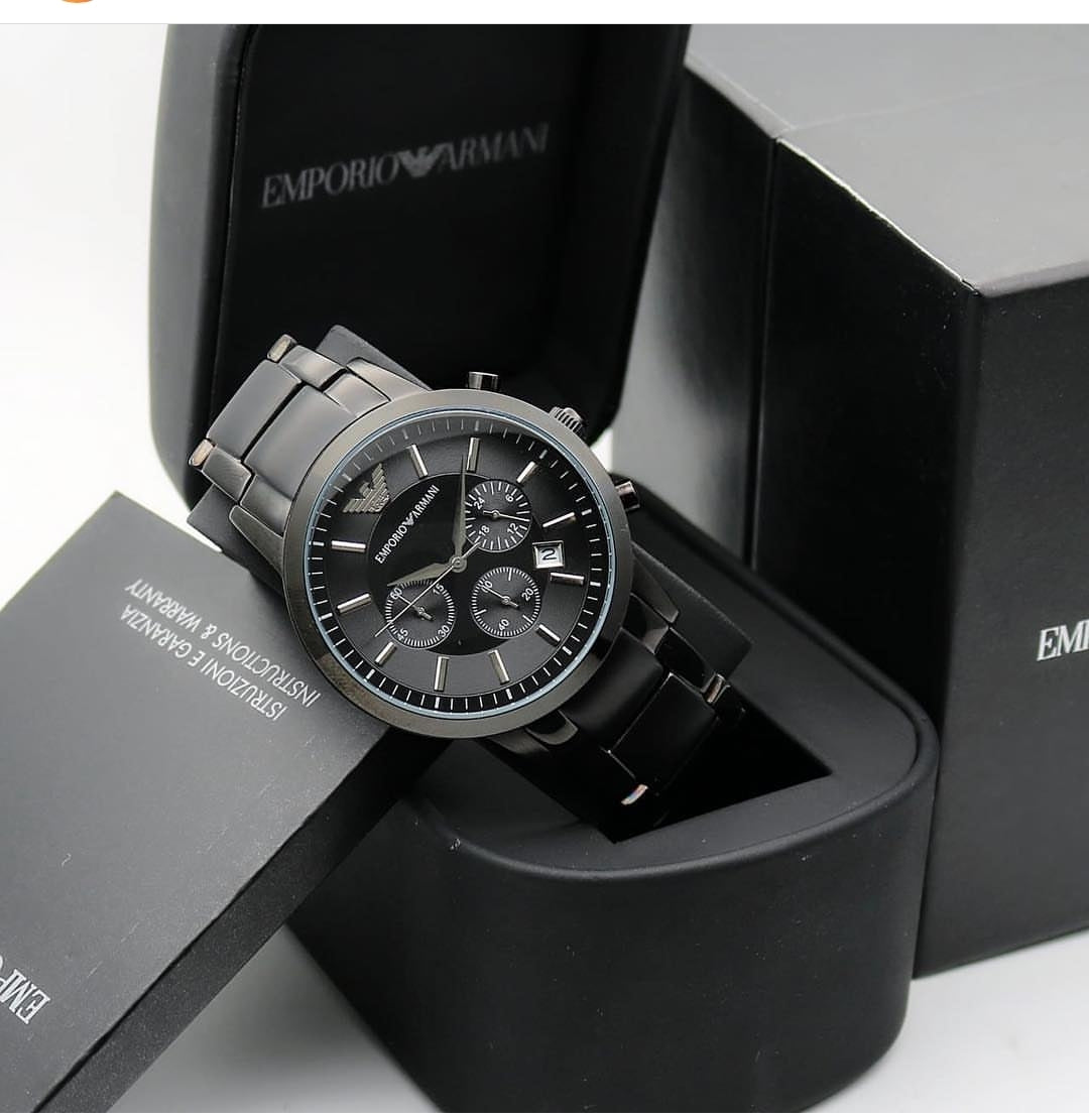 Emporio Armani Black Dial Chronograph Quartz Ceramic Men's Watch | AR70015