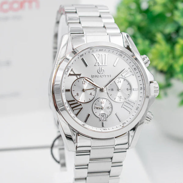 Bigotti Silver Dial Calendar Stainless Steel Men’s Watch | BG.1.10588-1