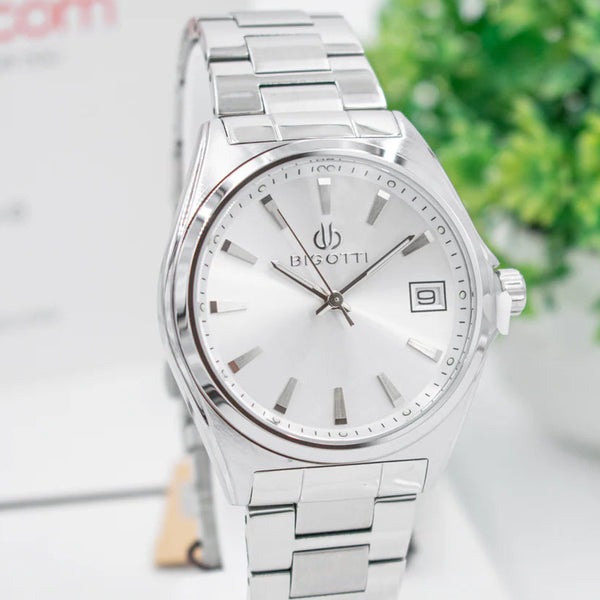 Bigotti Silver Dial Calendar Stainless Steel Men’s Watch | BG.1.10476-1
