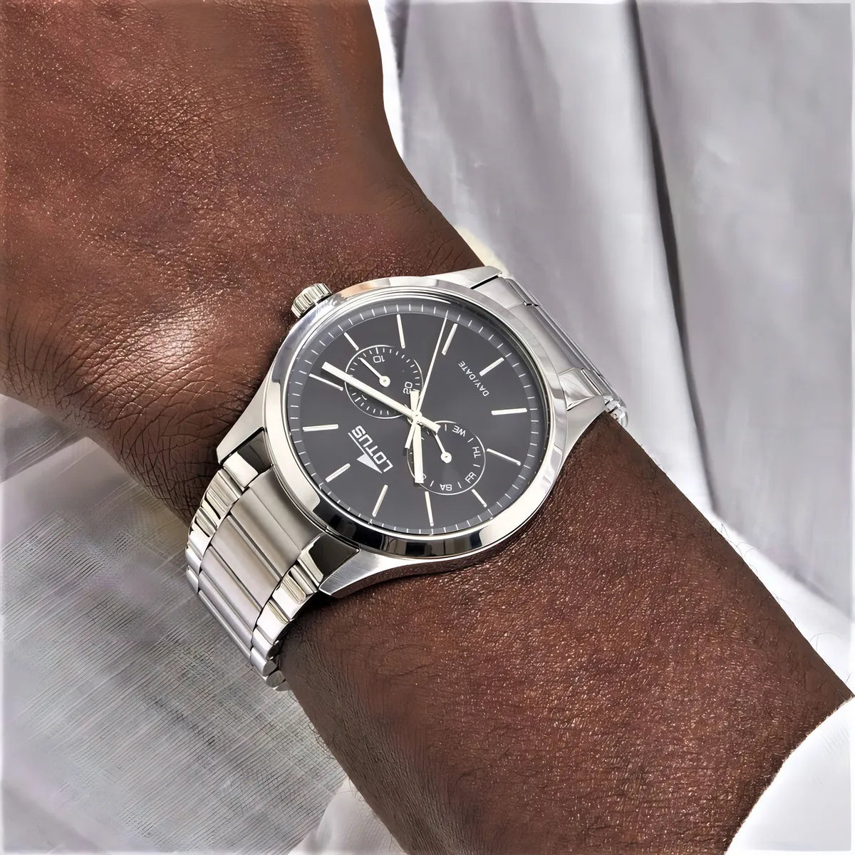 Lotus Multifunction Black Dial Stainless Steel Men’s Watch | 15954/3