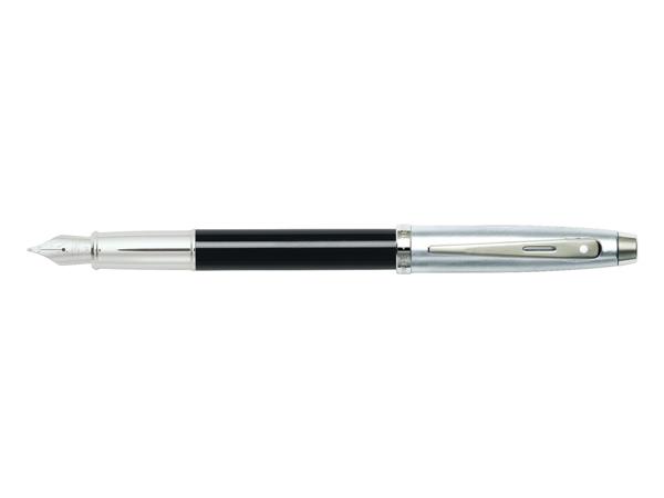 Sheaffer 100 Brushed Chrome Black Fountain Pen | E0931353-30
