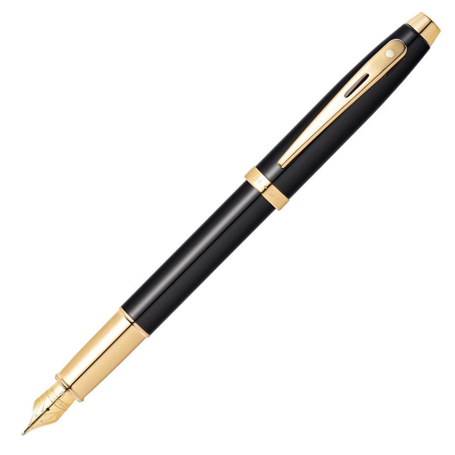Sheaffer 100 Fountain Pen Gloss Black Gold Trim | E0932253-30