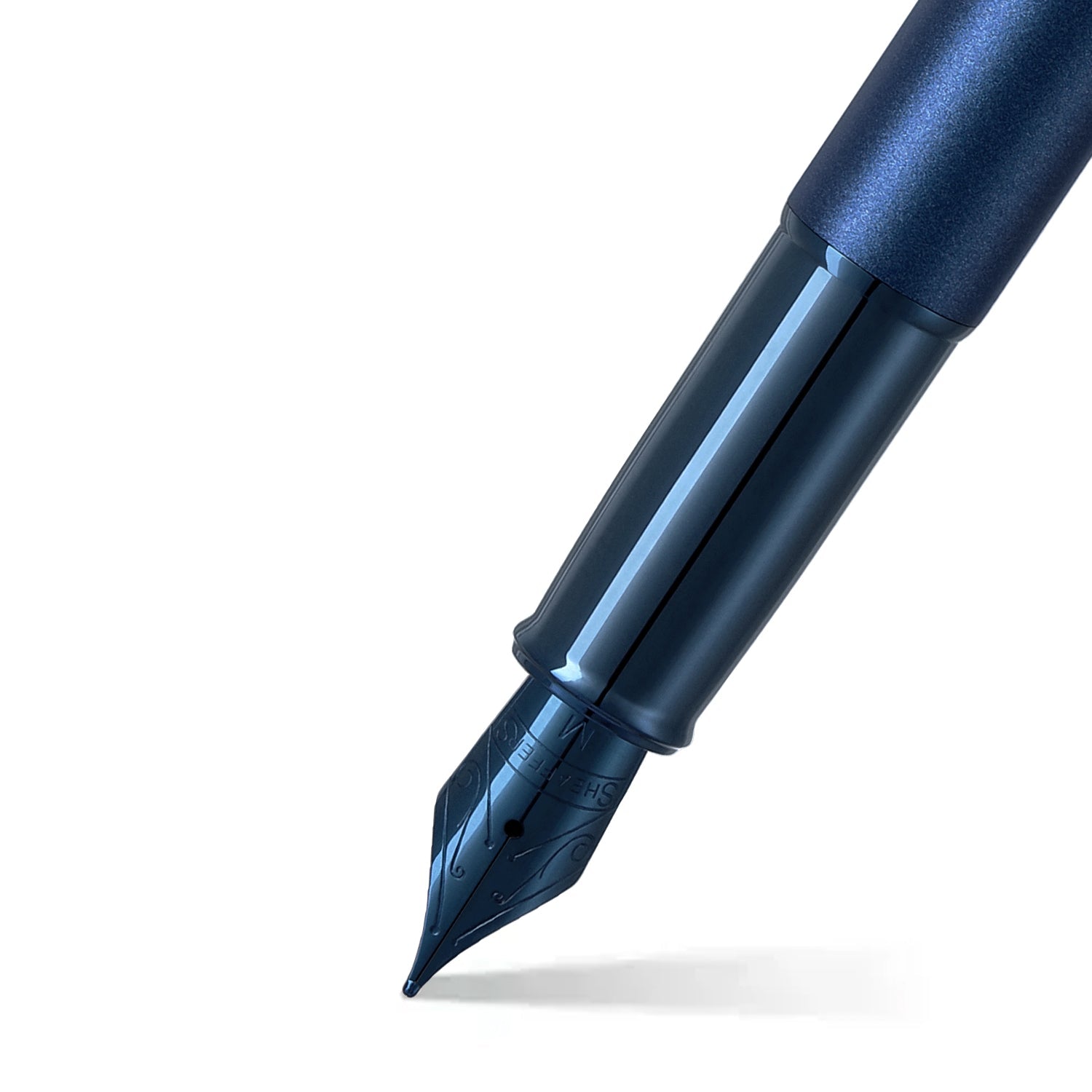 Sheaffer 100 9371 Satin Blue Fountain Pen With PVD Blue Trim | E0937153