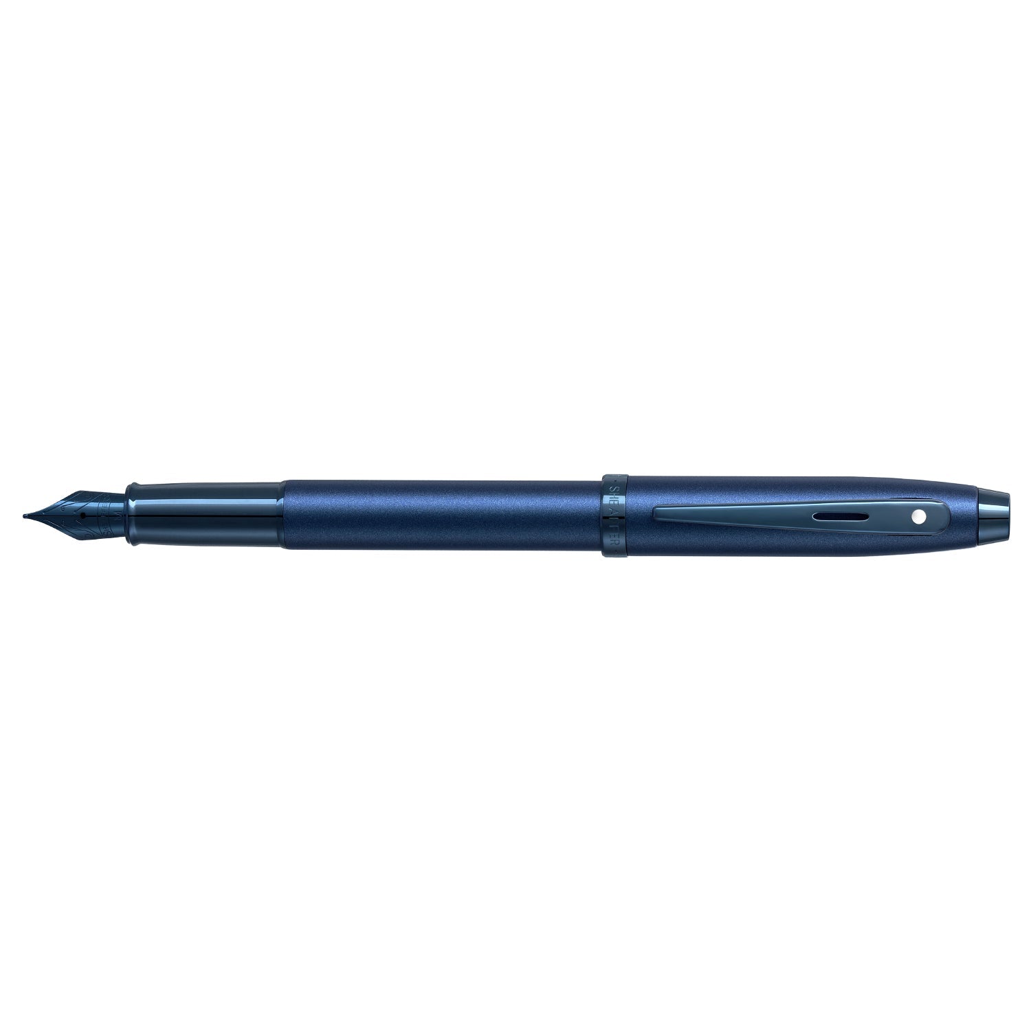 Sheaffer 100 9371 Satin Blue Fountain Pen With PVD Blue Trim | E0937153