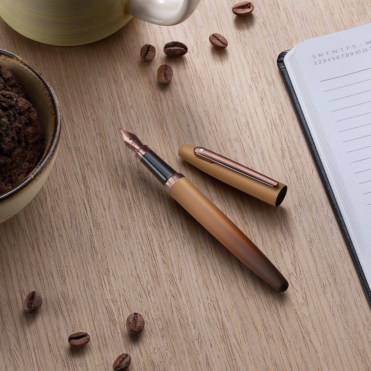 Sheaffer VFM 9428 Coffee Edition Matt Brown Fountain Pen with Regal Brown PVD Trims | E0942853