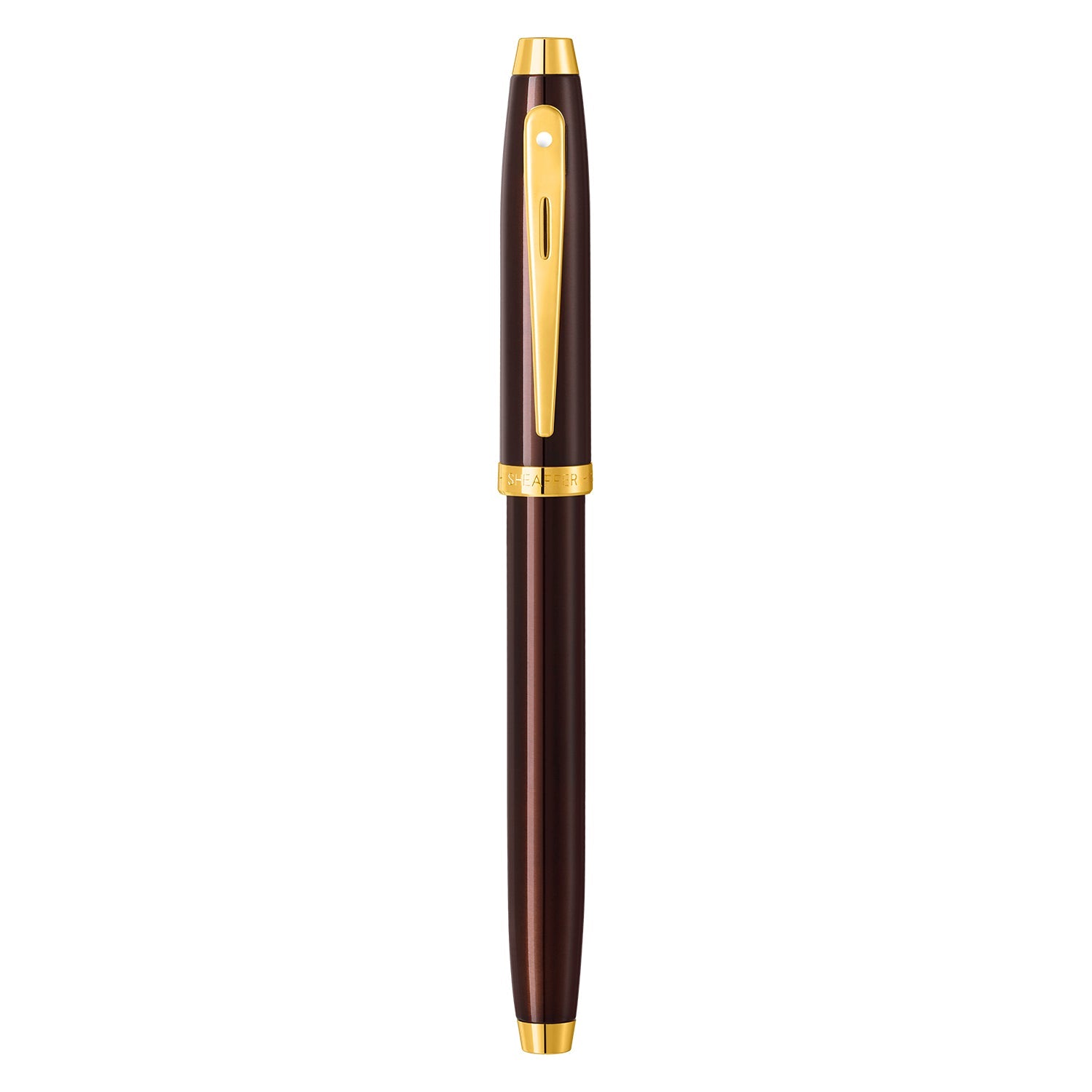 Sheaffer® 100 9370 Glossy Coffee Brown Rollerball Pen With PVD Gold-Tone Trim