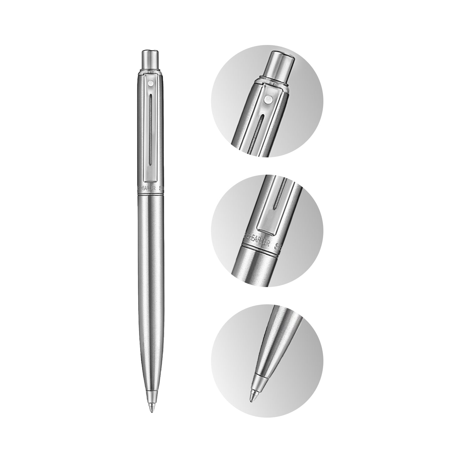 Sheaffer Sentinel Metal 330 Brushed Chrome Ballpoint Pen with Chrome Trims | E233051