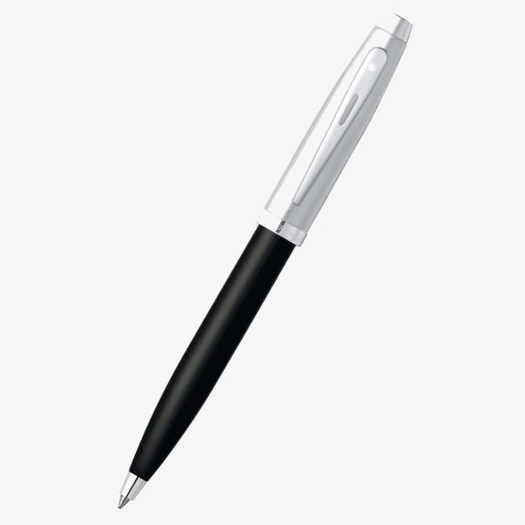 Sheaffer 100 Brushed Chrome Black Ballpoint Pen | E2931351-30