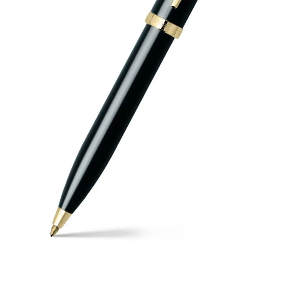 Sheaffer 100 Glossy Black Ballpoint Pen With Gold Trims | E2932251-30