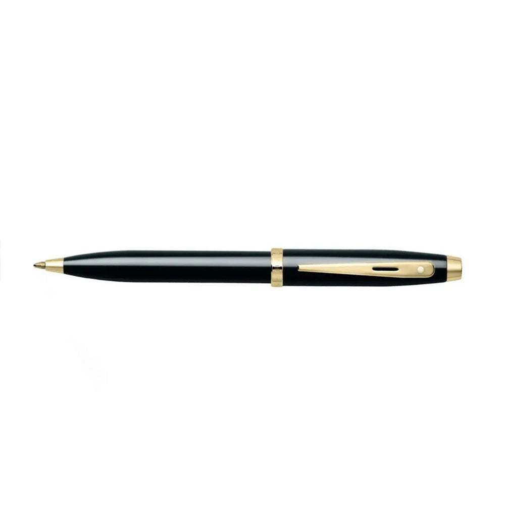 Sheaffer 100 Glossy Black Ballpoint Pen With Gold Trims | E2932251-30
