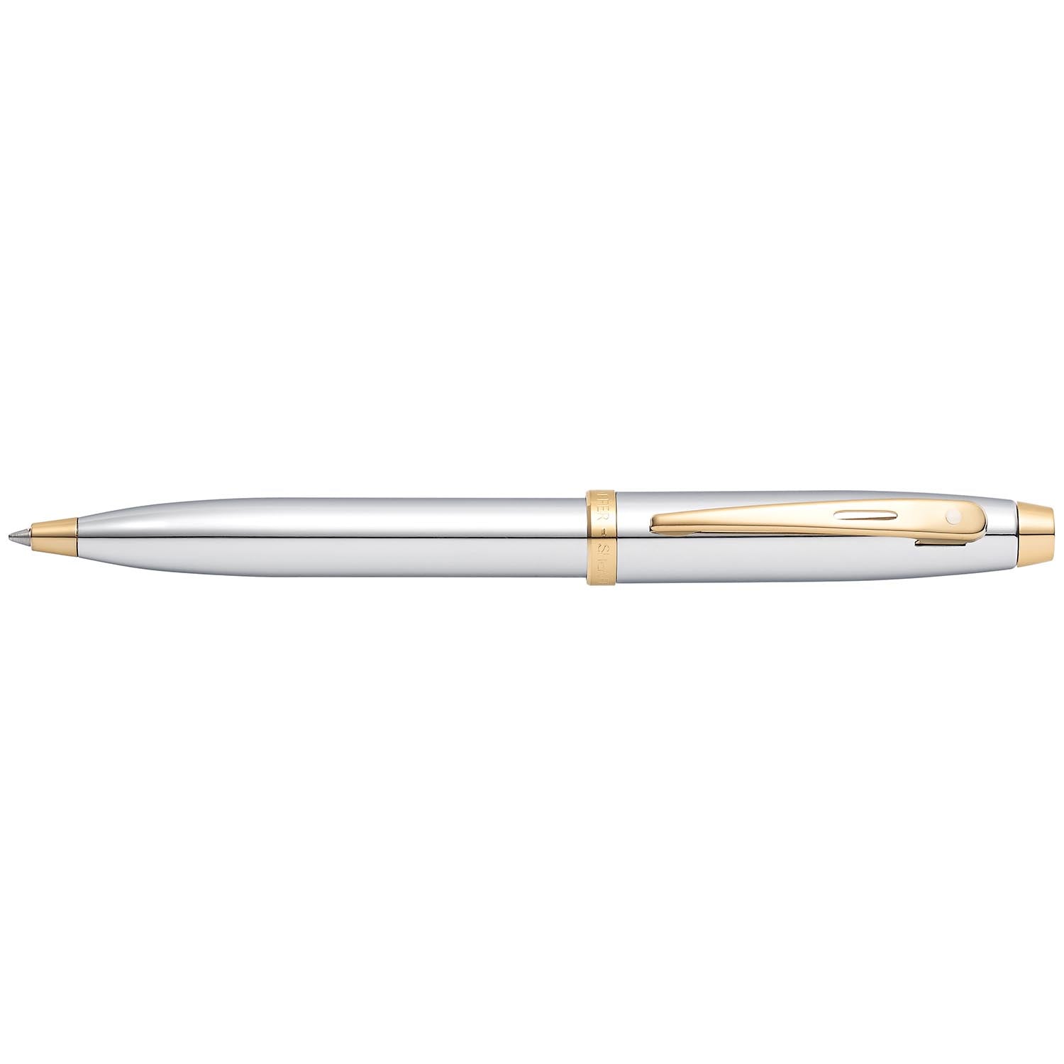 Sheaffer 100 Chrome with Gold Trims Ballpoint Pen | E2934051-30
