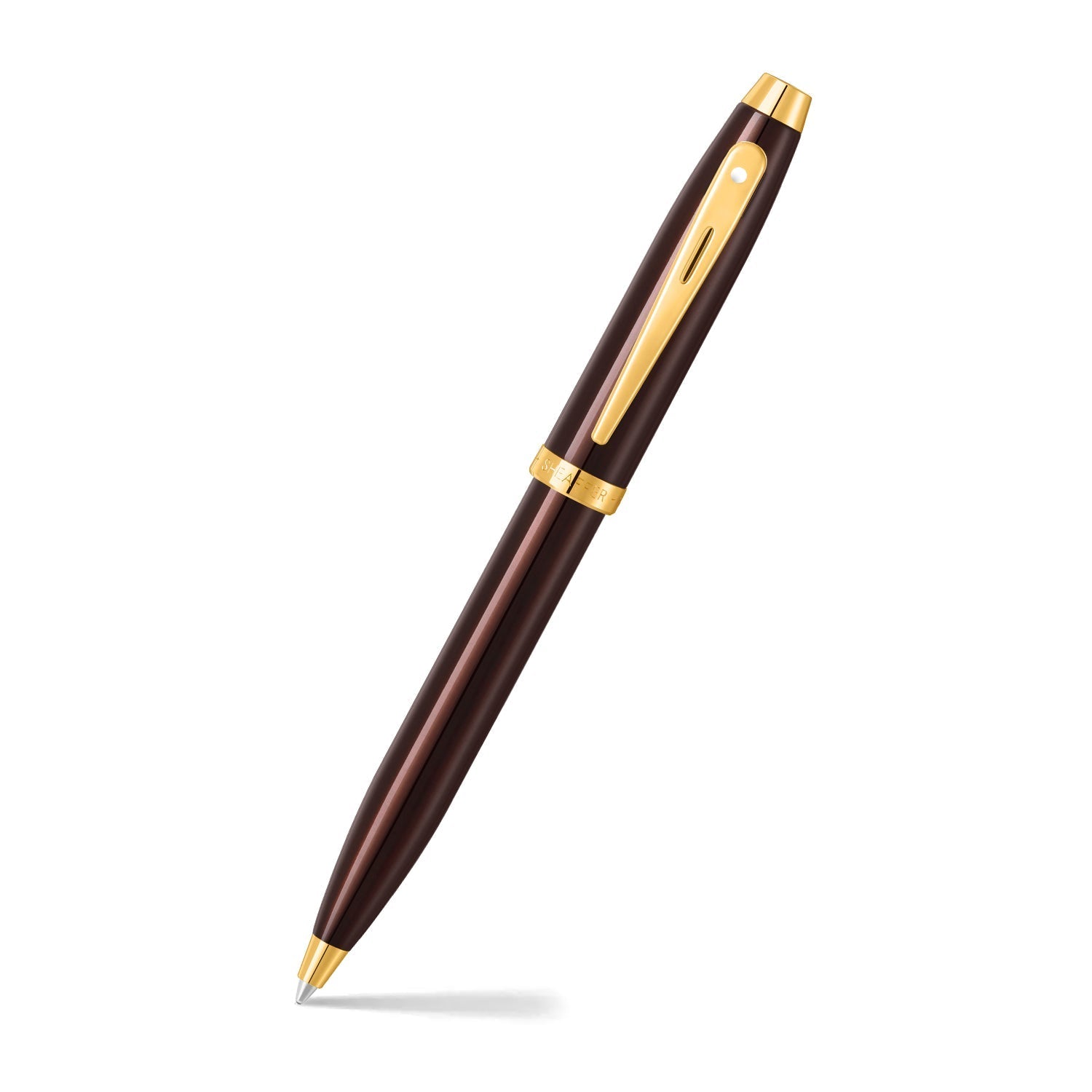 Sheaffer  100 9370 Glossy Coffee Brown Ballpoint Pen With PVD Gold-Tone Trim | E2937051