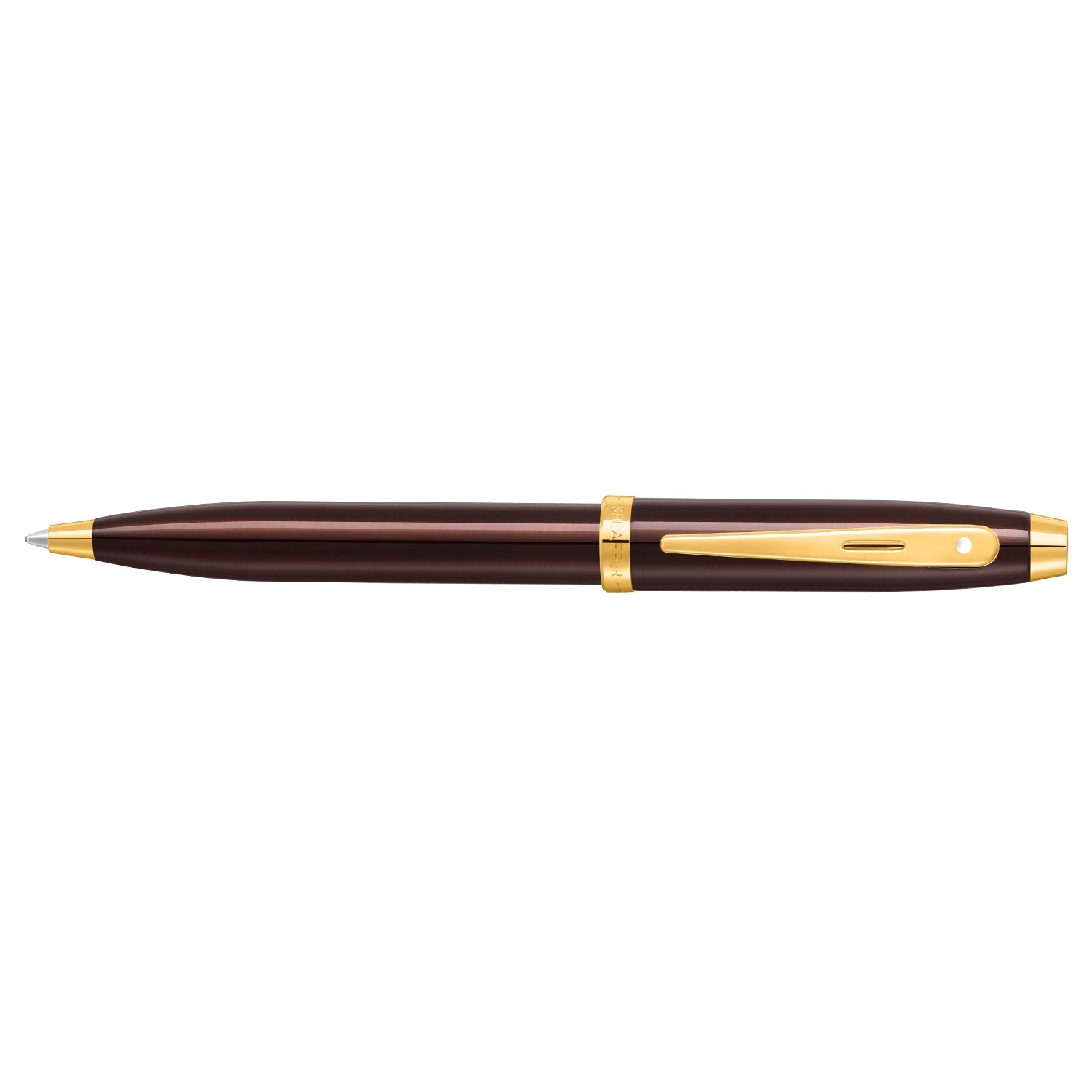 Sheaffer  100 9370 Glossy Coffee Brown Ballpoint Pen With PVD Gold-Tone Trim | E2937051