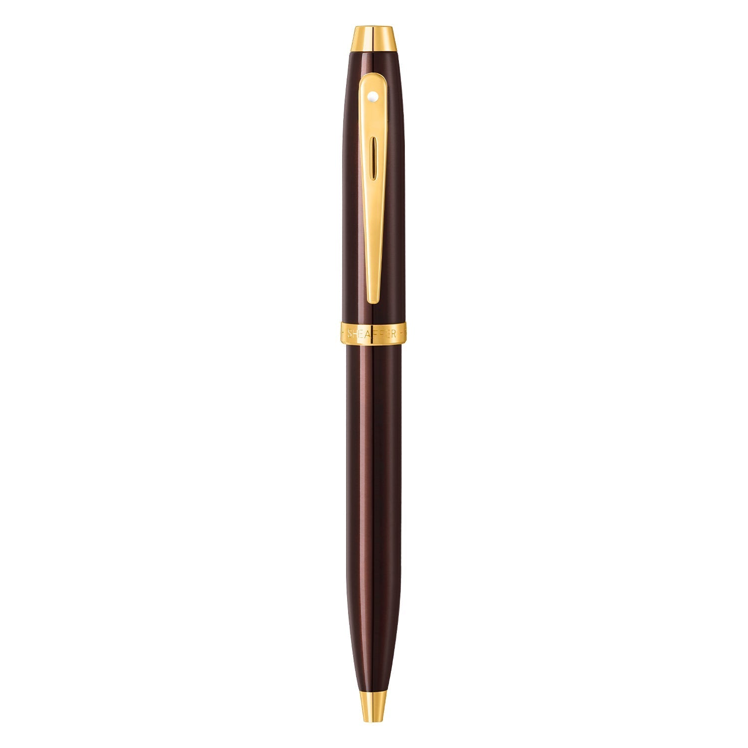 Sheaffer  100 9370 Glossy Coffee Brown Ballpoint Pen With PVD Gold-Tone Trim | E2937051